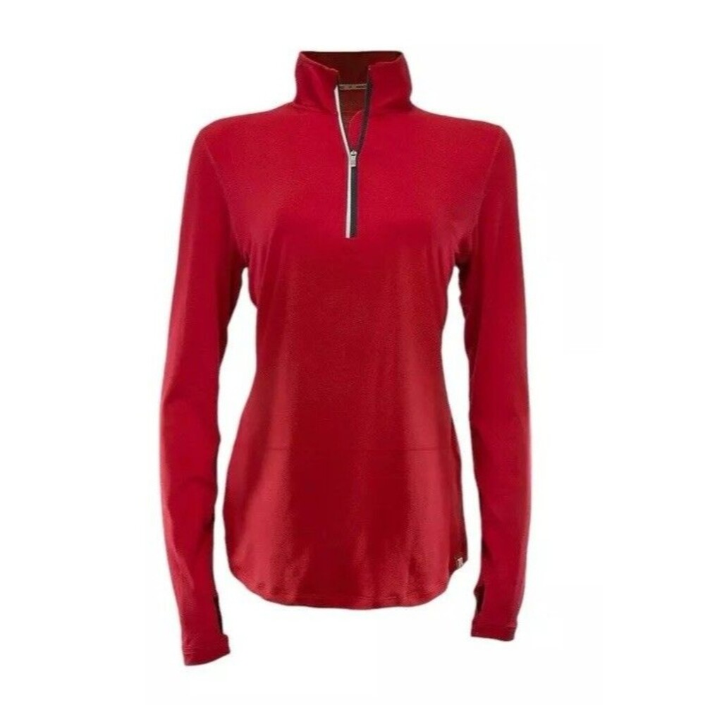 Marucci Performance Top Size Small Red Long Sleeve Womens  1/4 Zip, Lightweight